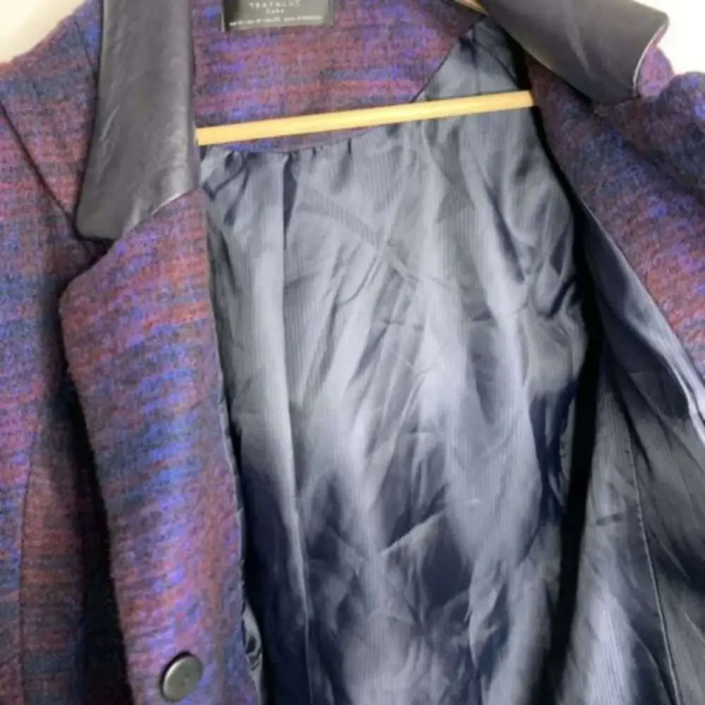 Zara Trafaluc Womens Wool Blend Coat M Plaid
